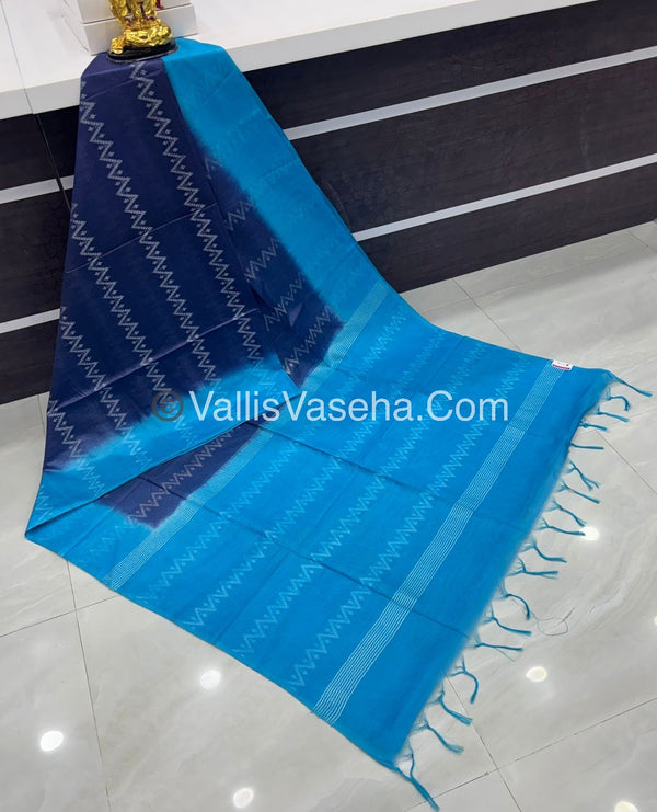 Bhagalpuri Silk - Blue With Blue- VVBS005