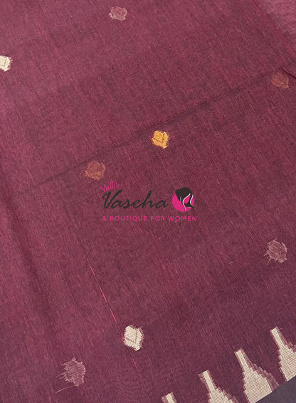 Bengal Kaddhi Cotton Saree | VVBKC001 |Kunkumam maroon
