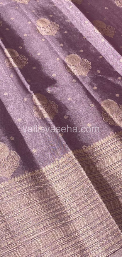 Semi Bridal Tissue Sarees - Light Lilac mixed Pink Shade - VVSBT002