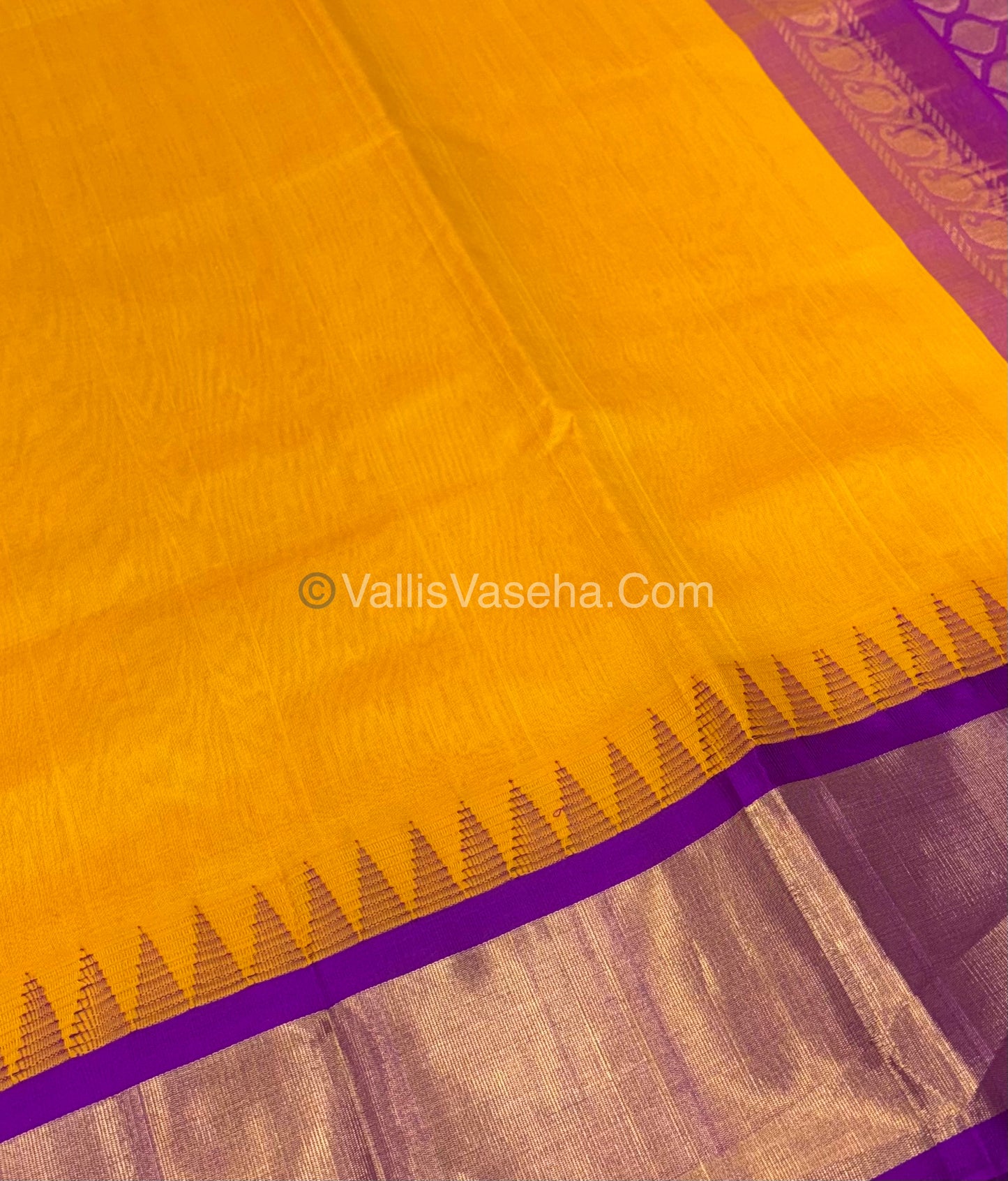 Pure Korvai Silk Cotton Saree - Temple border - VVKSC001