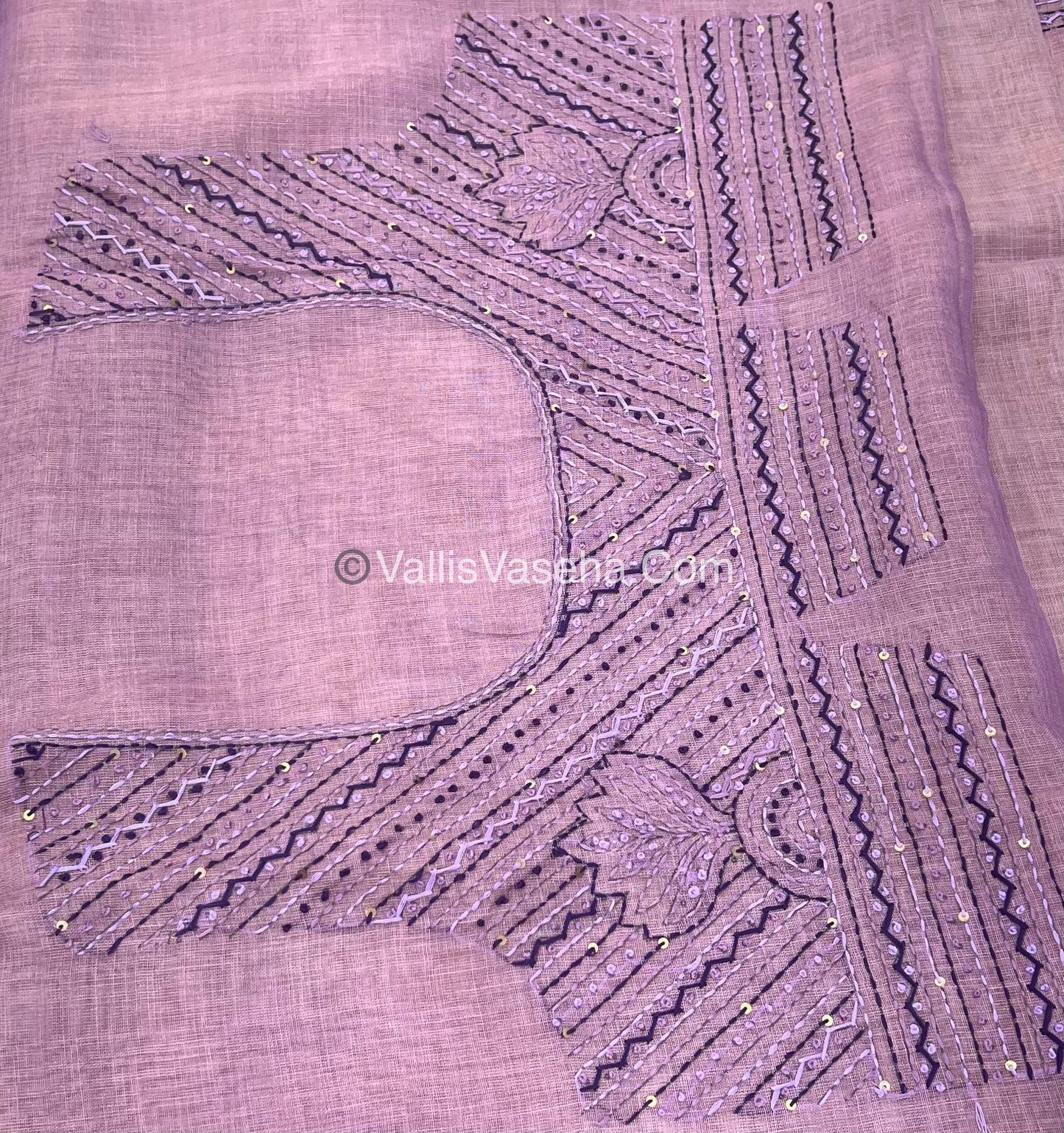 French Knot - Linen Tissue Saree - Lavendar Shade - VVLFN004