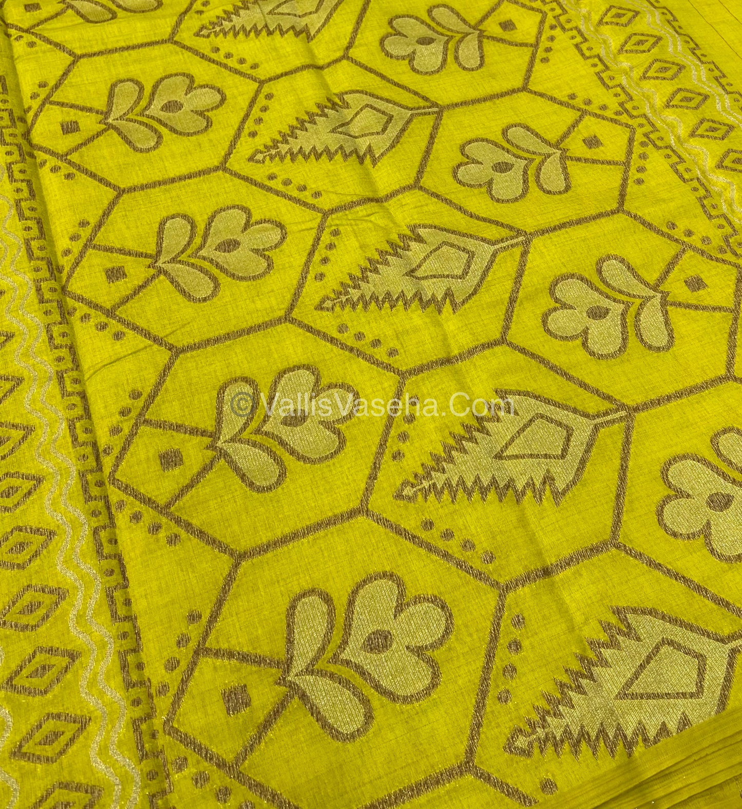 Cherry Tussar - Semi Tussar Silk - Lemon Yellow - VVSTS009z