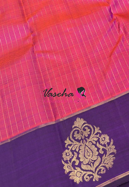 Pure Kanchipuram Silk Saree - Onion Pink Mixed Peach & Purple Shade  - VVPS073