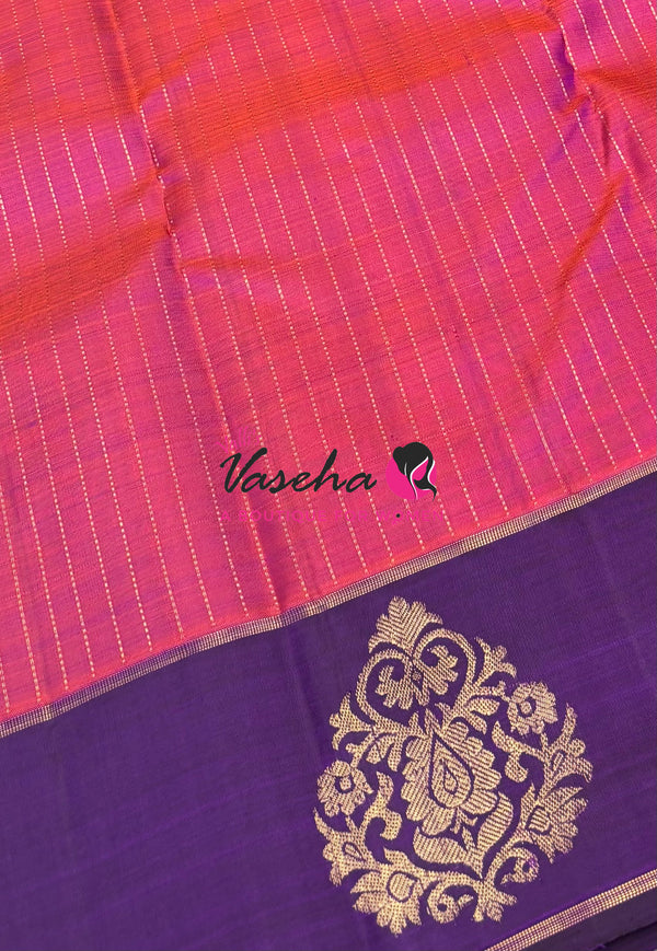 Pure Kanchipuram Silk Saree - Onion Pink Mixed Peach & Purple Shade  - VVPS073