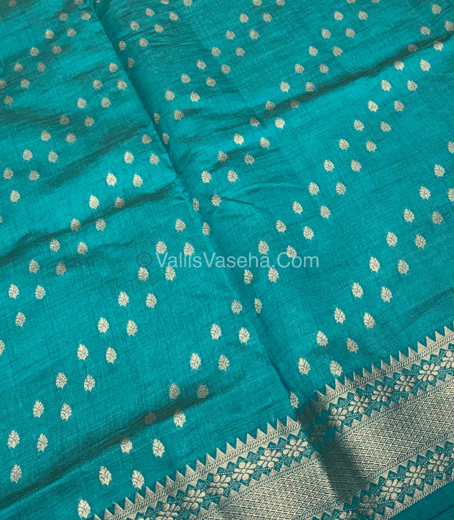 Semi Tussar Silk - Grand Pallu  - Blue Shade - VVSTS017