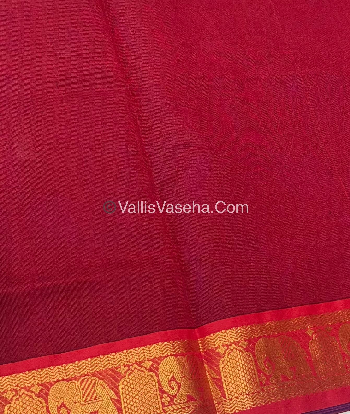 Semi Silk Cotton Saree - Violetish Blue With Reddish Maroon Shade - VVSSC007