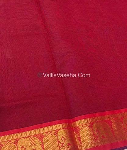 Semi Silk Cotton Saree - Violetish Blue With Reddish Maroon Shade - VVSSC007