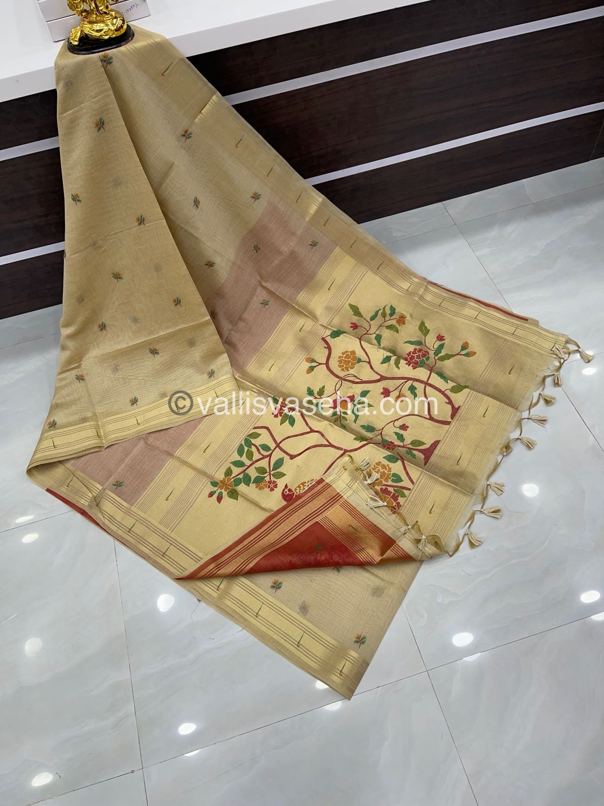 Muga Cotton Saree - Contrast Blouse - VVMCS001