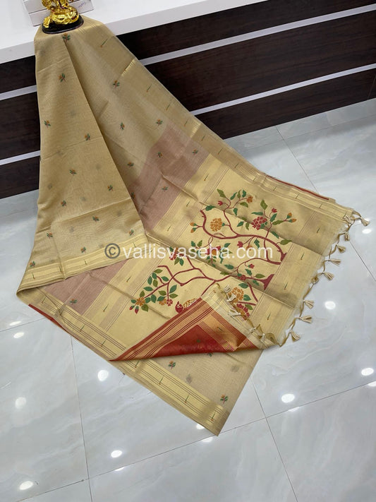 Muga Cotton Saree - Contrast Blouse - VVMCS001