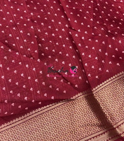 Semi Binny Silk - Varli Design - Maroon Shade  - VVSBS010