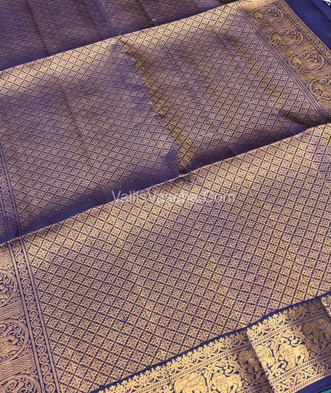 Pure Soft Silk Saree - Kanchi Border -  Royal Blue Shade - VVPSS046
