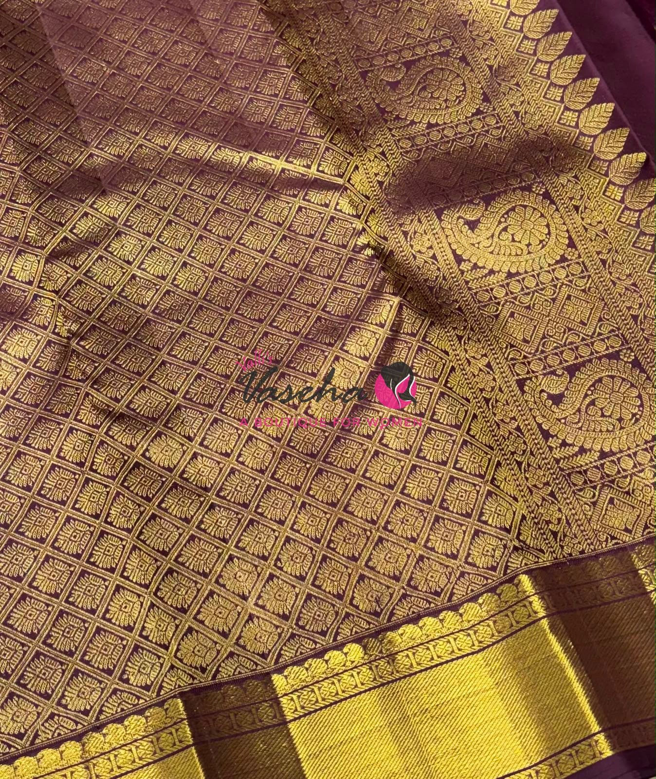 Pure Kanchipuram Silk Saree - Kind Of Onion Pink & Wine Shade  - VVPS057