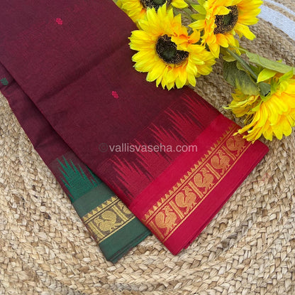 Kanchi Cotton Saree - Butta Design With Ganga Jamuna Border VVKCS008