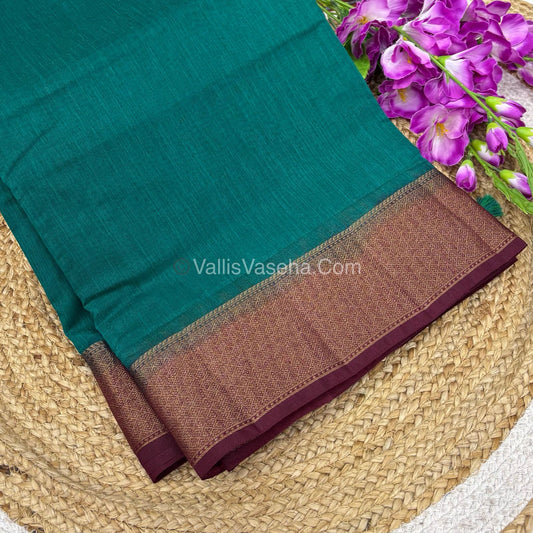 Bamboo Silk Saree - Blue With Brown Shade - VVBSS002