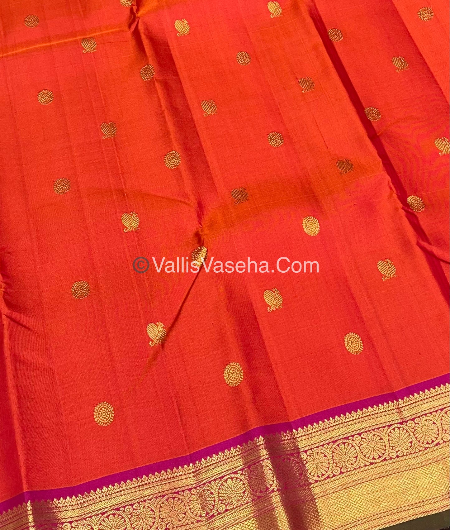 Pure Kanchipuram Silk Saree - Orange & Pink  Combo - VVPS014