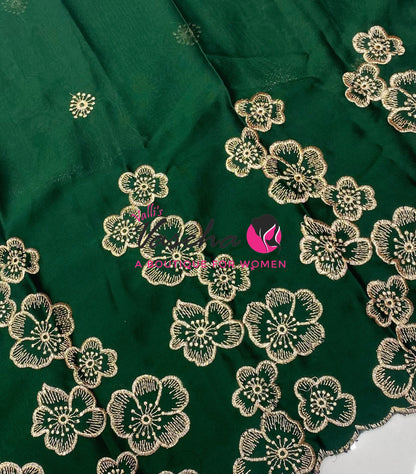 Blouse Bit - Semi Georgette - Green Shade  - 1 mtr - VVBB002