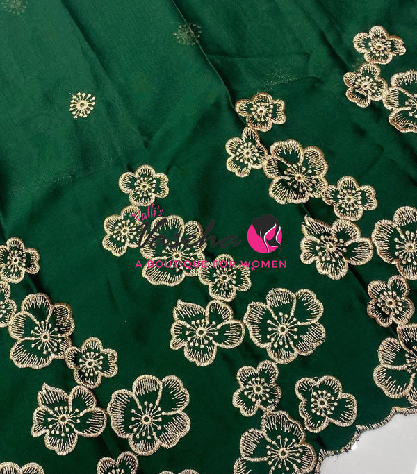 Blouse Bit - Semi Georgette - Green Shade  - 1 mtr - VVBB002