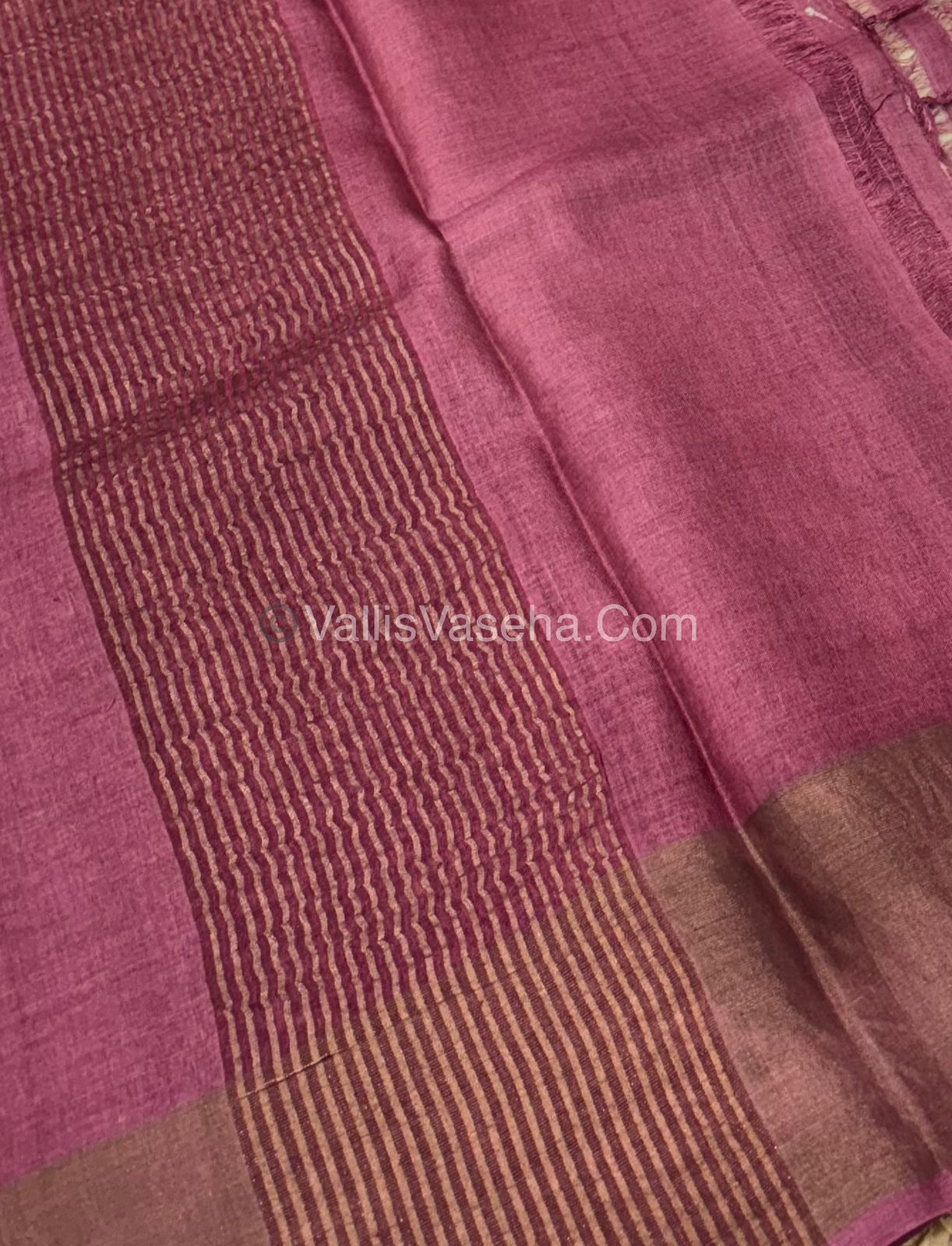 Pure Tussar Silk - Cream With Maroon Shade - VVPTS001