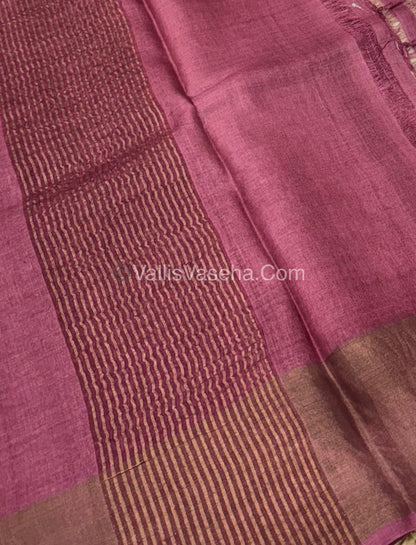 Pure Tussar Silk - Cream With Maroon Shade - VVPTS001