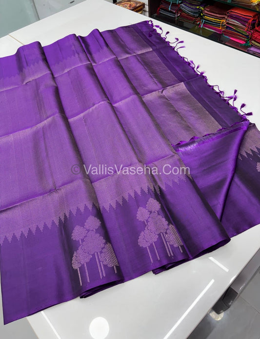 Pure Soft Silk Saree - Dark Purple Shade - VVPSS060