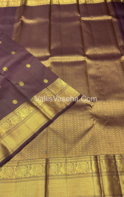 Pure Kanchipuram Silk Saree - Vaira Voosi design - Wine Brown shade - VVPS014