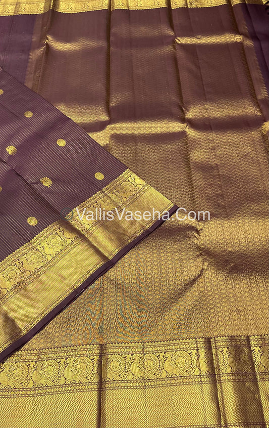 Pure Kanchipuram Silk Saree - Vaira Voosi design - Wine Brown shade - VVPS014
