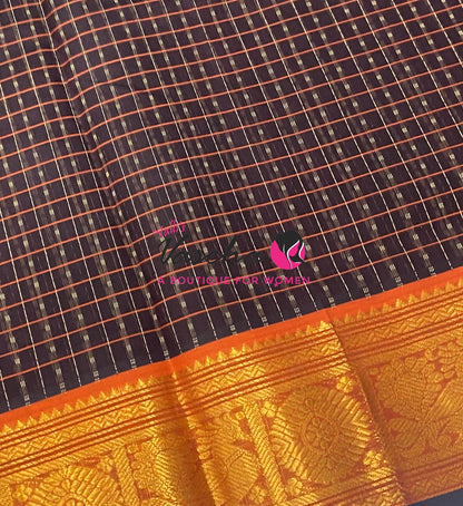 Pure Silk Cotton Saree - Brown With Pink Shade - Lakshadeepam Design - VVPLD001