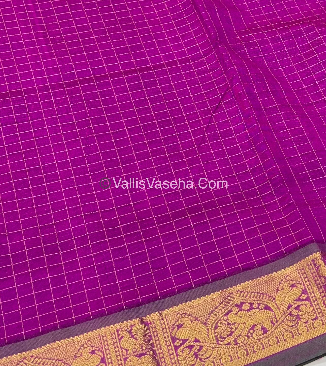 Semi Silk Cotton Saree - Pink With Green shade - VVSSC003