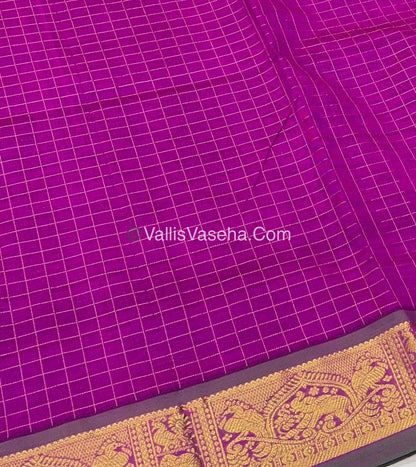 Semi Silk Cotton Saree - Pink With Green shade - VVSSC003