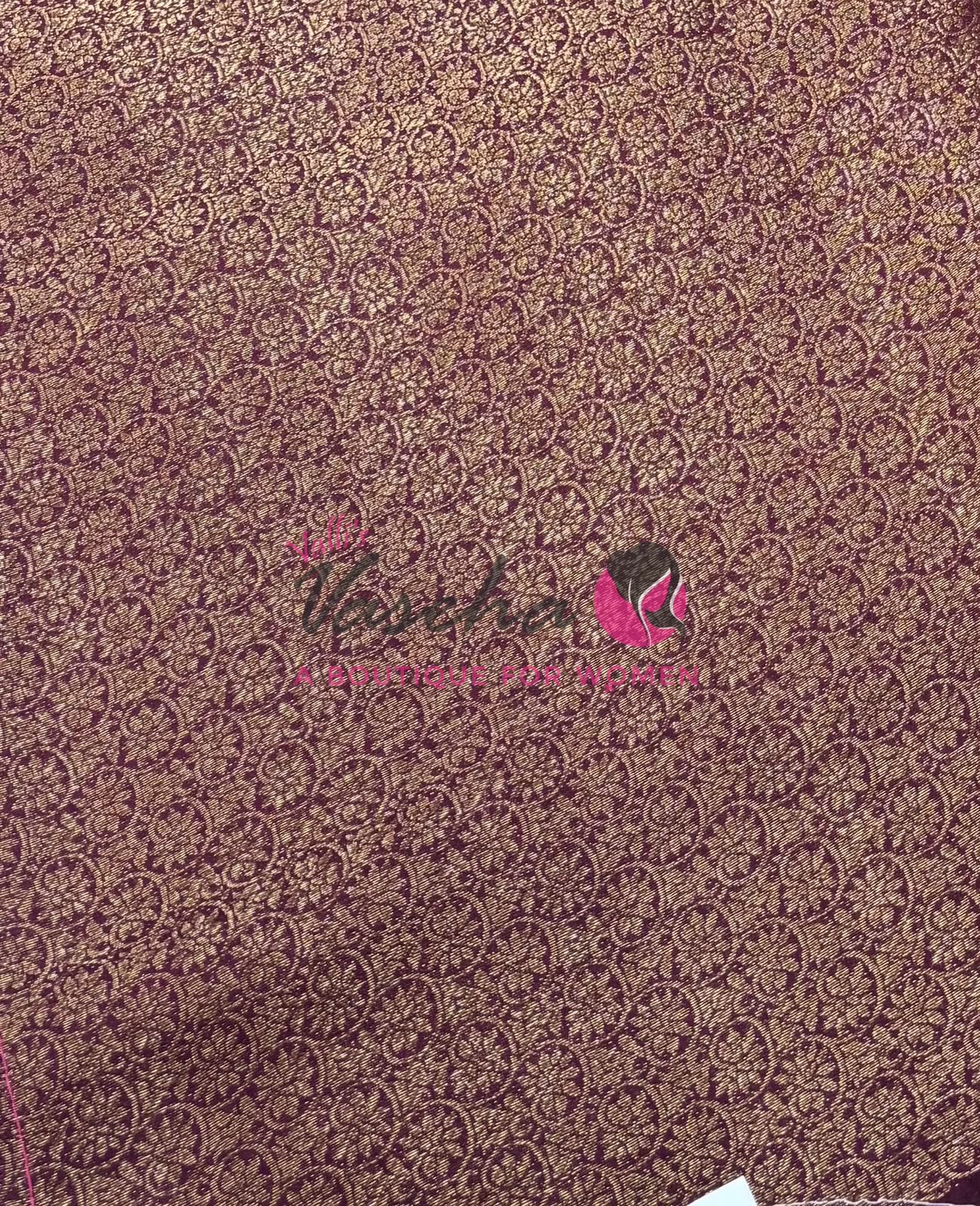 Bamboo Silk Saree- Green with Brown Shade - VVBSS013