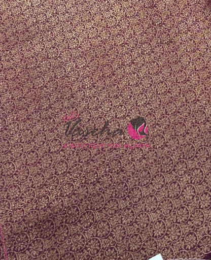Bamboo Silk Saree- Green with Brown Shade - VVBSS013