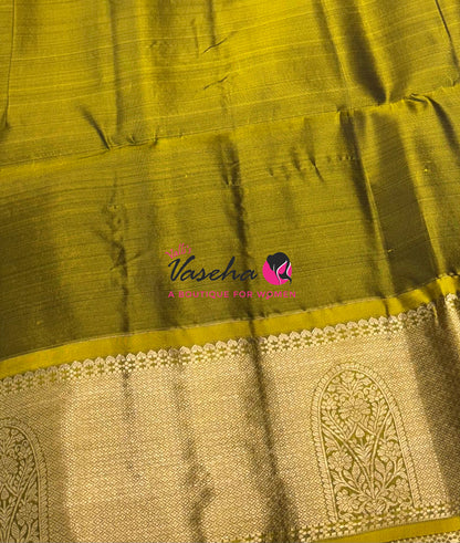 Half Mix - Pure Soft Silk Saree - Vairavoosi Design - Violetish Purple & Lemon Green - VVPSS147