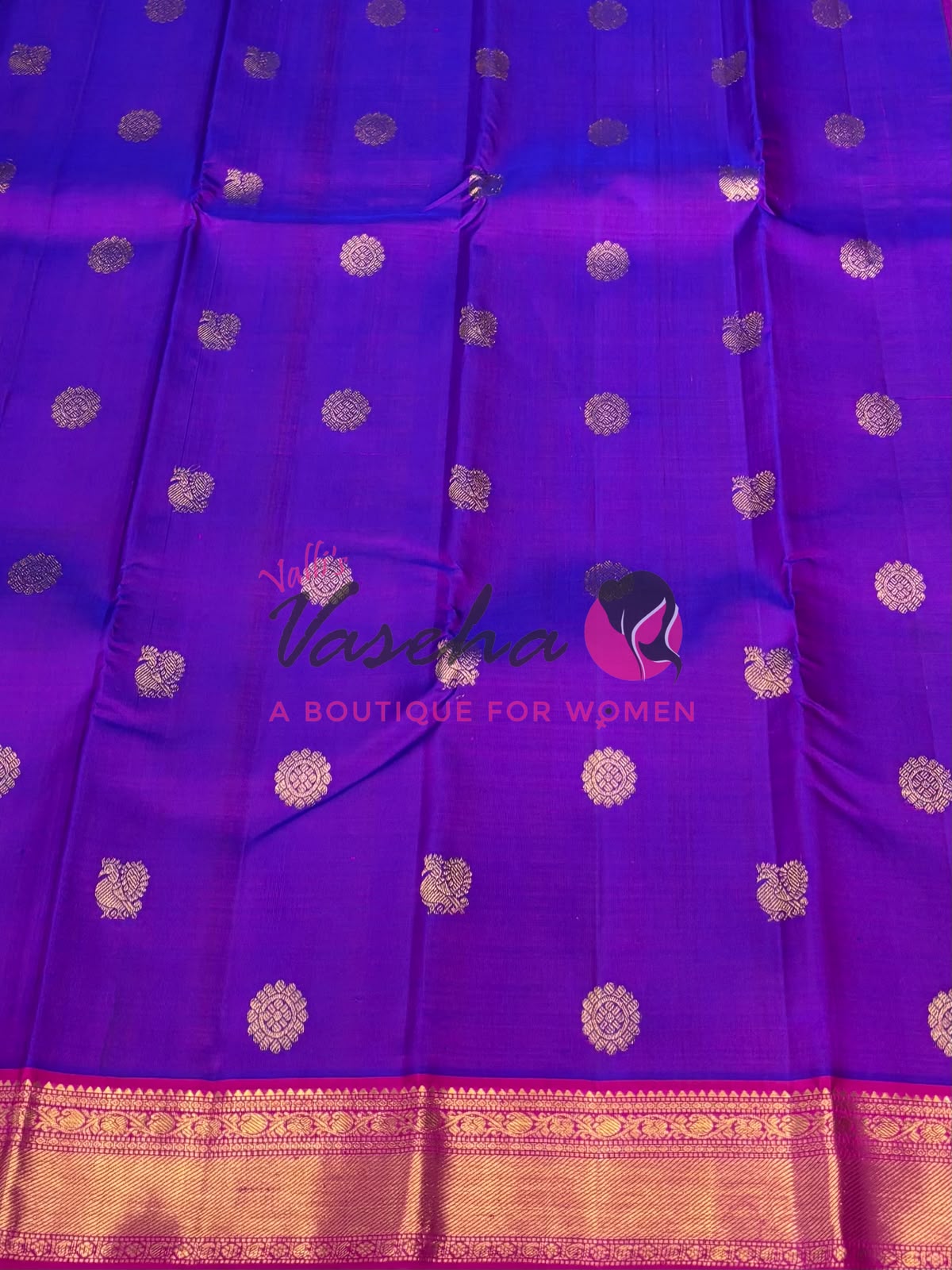 Pure Kanchipuram Silk Saree - Purplish Pink & Pink Combo  - VVPS025