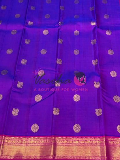 Pure Kanchipuram Silk Saree - Purplish Pink & Pink Combo  - VVPS025