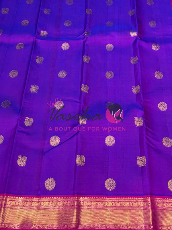 Pure Kanchipuram Silk Saree - Purplish Pink & Pink Combo  - VVPS025