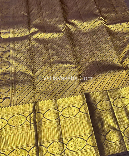 Pure Kanchipuram Silk Saree - Dark Rust Orange With Wine Brown Combo - VVPS012