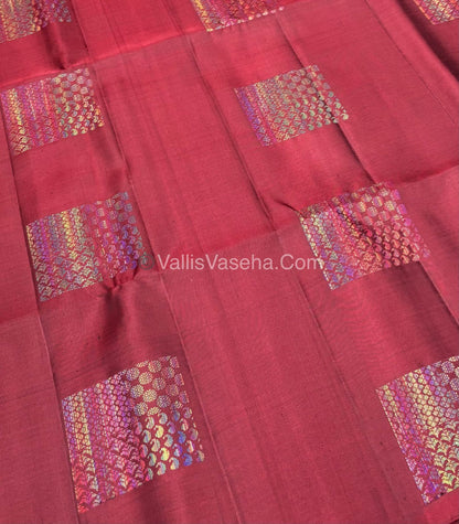 Pure Soft Silk Saree - Border Less - Maroon Shade - Multi Color Zari Weaving - VVPSS055