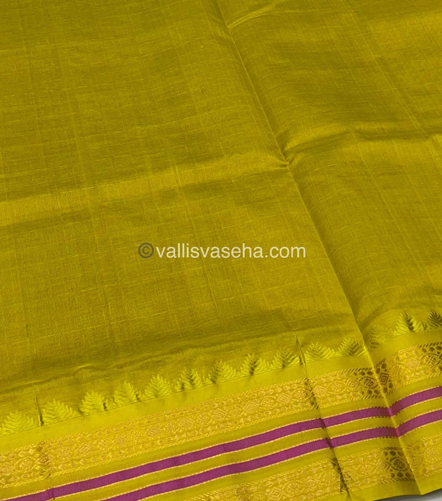 Pure Korvai Silk Cotton - Purple with Yellow - VVKSC012