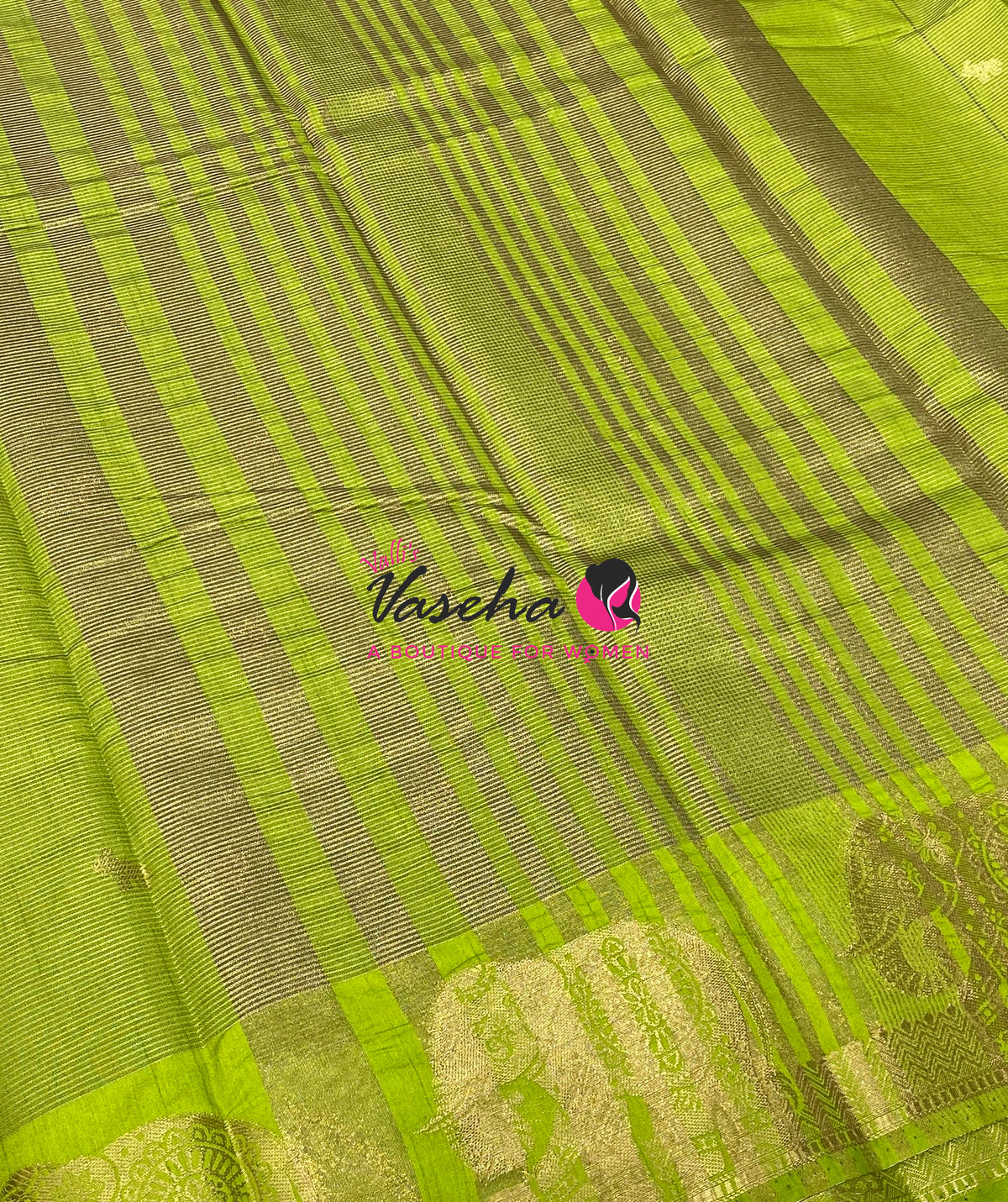 Semi Tussar Silk Saree | Parrot Green Shade |VVSTS060