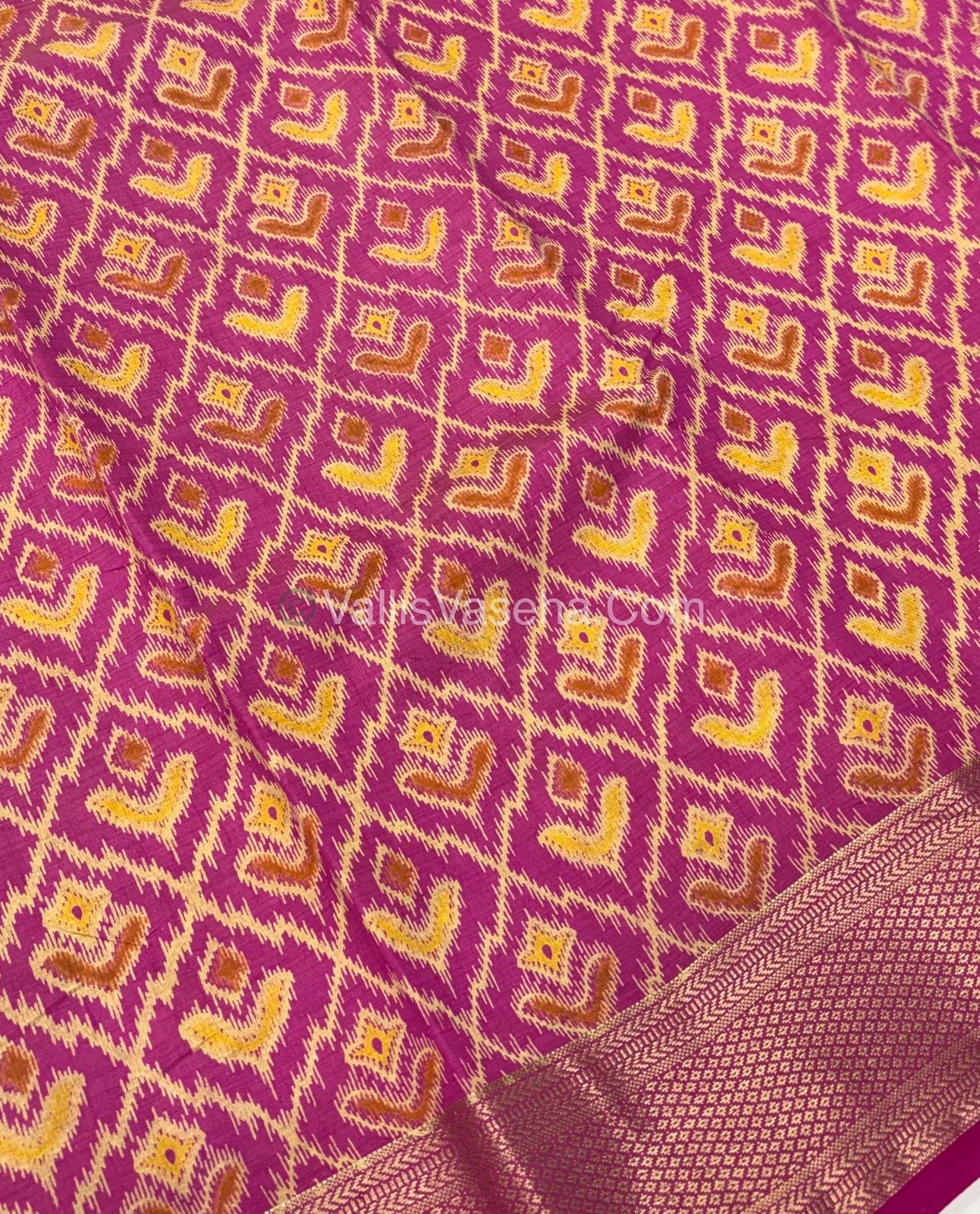 Semi Tussar Silk Saree - Ikkat / Pochampally Design - Pink Shade - VVSTS033