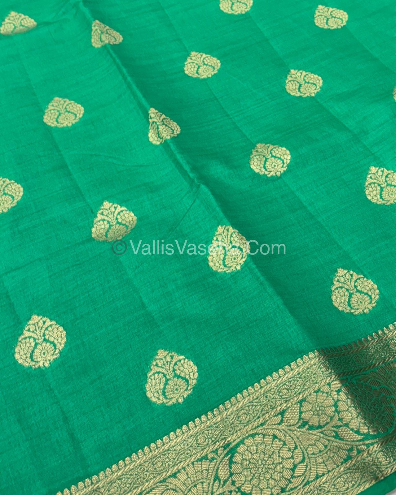 Semi Tussar Silk - Grand Pallu  - Green Shade - VVSTS029