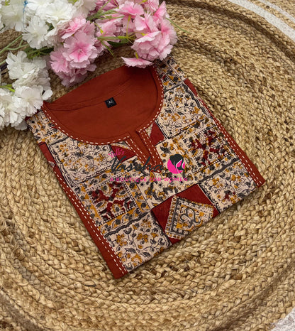 Ready Made - Pure Kalamkari Cotton - Short Kurti - VVRKC003