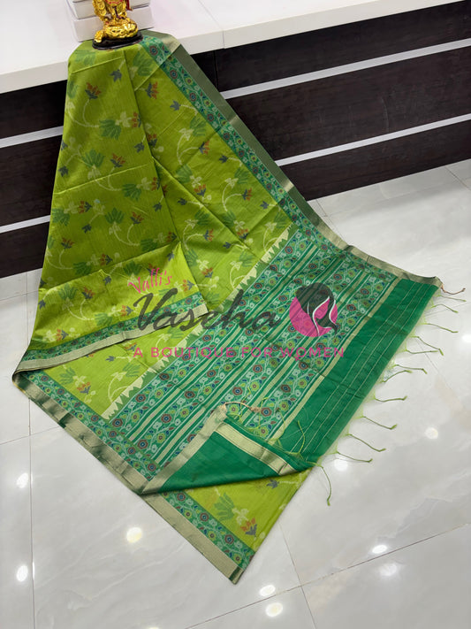 Semi Raw Silk - Green With Green Shade - VVRS009
