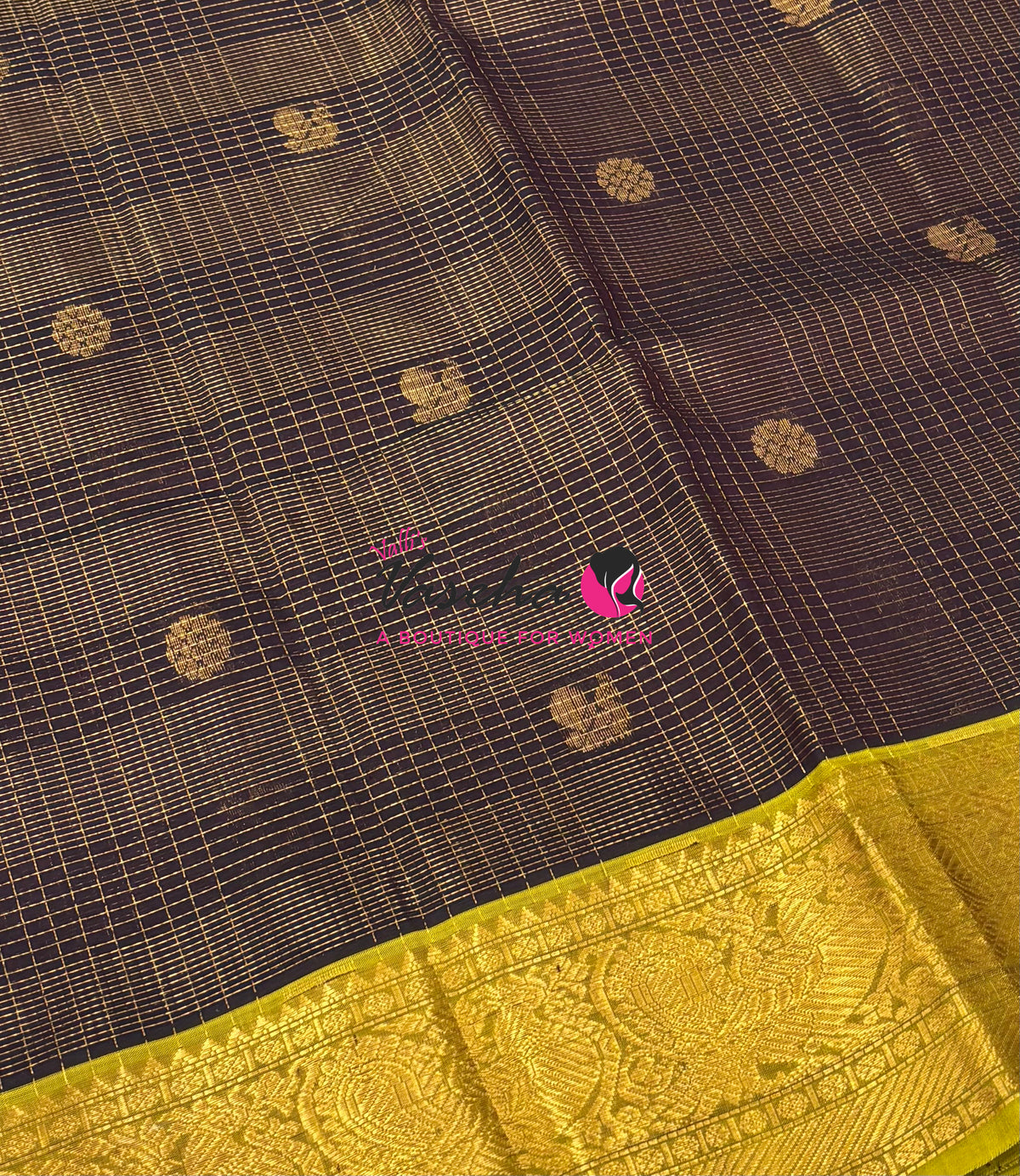 Pure Silk Cotton Saree - Vairavoosi Checks - Mayil & Chakkaram - VVMCV001