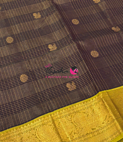 Pure Silk Cotton Saree - Vairavoosi Checks - Mayil & Chakkaram - VVMCV001