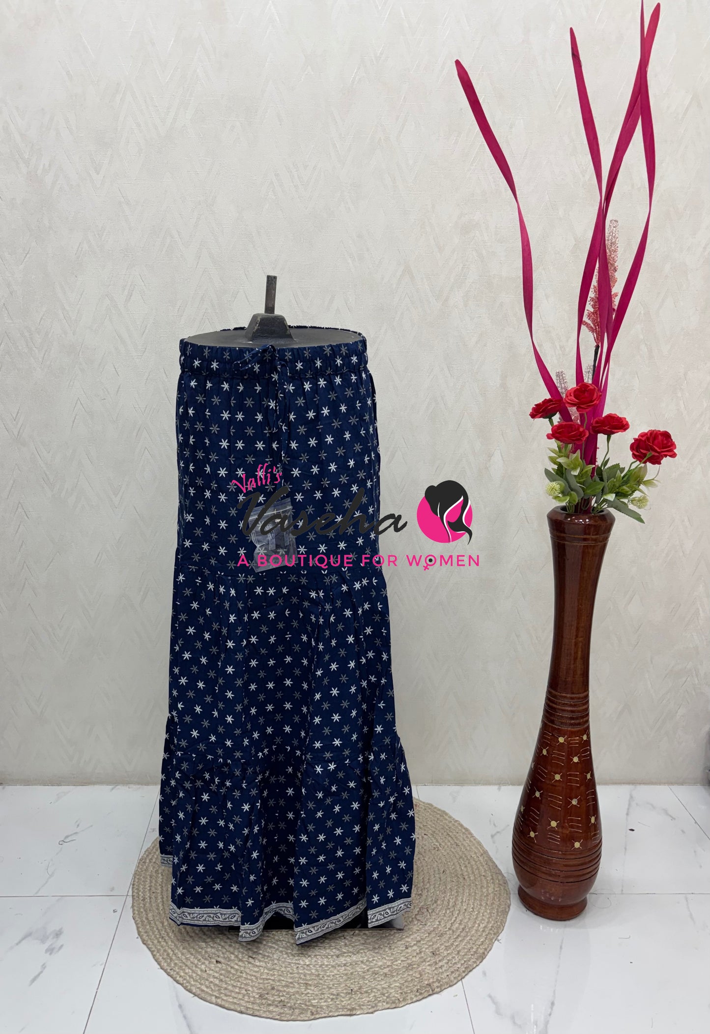 Skirts - Indigo Blue shade - Free Size ( Fit Upto XL Size) - VVPS001