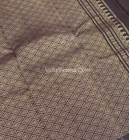 Pure Soft Silk Saree - One Side Border - Light Pink & Coffee Brown Combo - VVPSS045