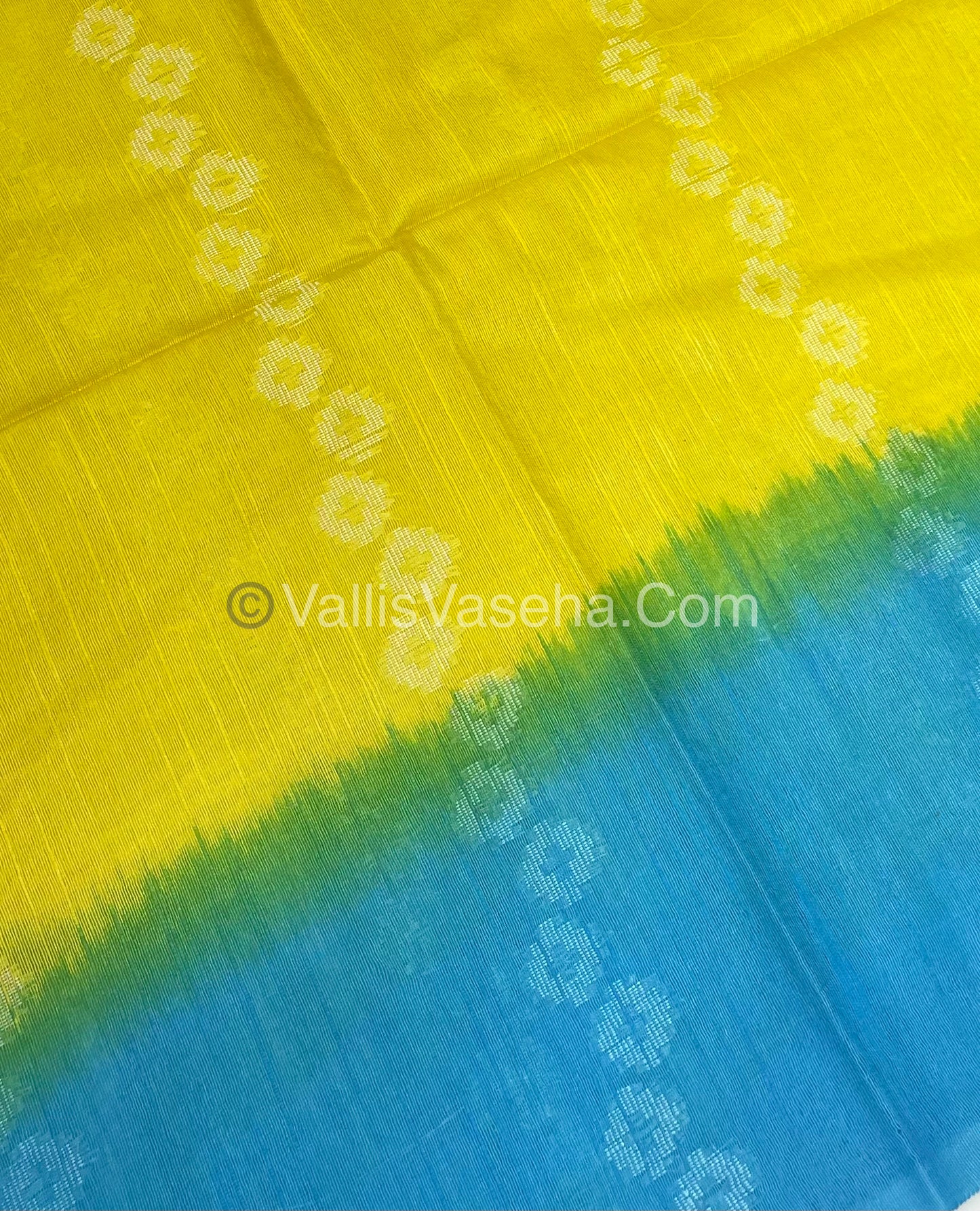 Bhagalpuri Silk - Yellow With Blue- VVBS007