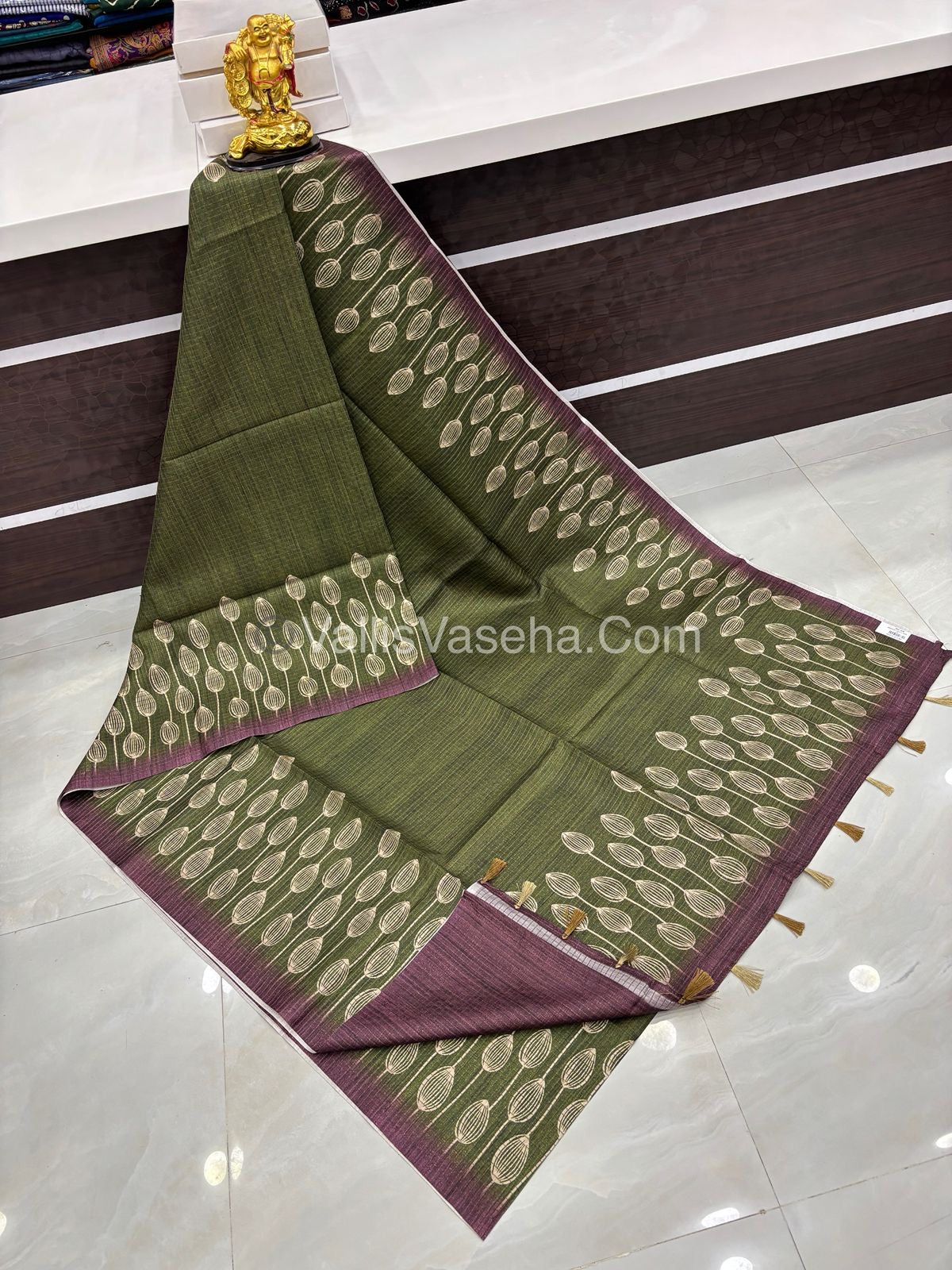 Art Tussar / Art Silk - Green & Dark Purple - VVATS001