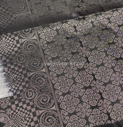 Pure Soft Silk Saree - White with Black - VVPSS067